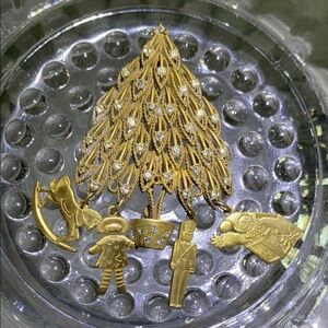 Kirk’s Folly Charming Gold Tree Brooch with Dangling Charms - Vintage